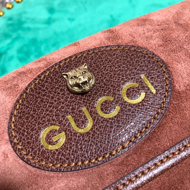 Gucci女包 501050 古馳新款啡棕色磨砂皮小斜挎包  gqy1110